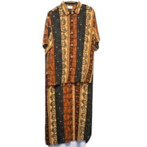 Clio Sleeveless Crinkle Tank Maxi Dress & Short Sleeve Button Up Long Over Shirt